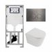 Geberit QeramiQ Dely Toiletset - 36.3x51.7cm - diepspoel - rimless - Geberit UP320 inbouwreservoir - softclose toilet zitting - 35mm - gunmetal bedieningsplaat - ronde knoppen - mat wit