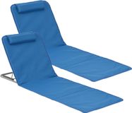[en.casa] Strandmat Donostia set van 2 opvouwbare strandstoel met verstelbare rugleuning draagbaar met kussen en draagtas blauw