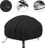 Housse de grill multifonctionnelle, noire, ronde, étanche et anti-poussière, adaptée à une utilisation extérieure, jardin et terrasse, avec un cordon de serrage pour protéger le grill.