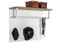 Composad MUNDI-lijn garderobe met 3 haken, wandgarderobe, entree, wandgarderobe (b x h x d) 82,30 x 71,30 x 35,20 cm, kleur eiken honing en wit gelakt, Made in Italy
