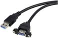 Renkforce RF-5720388 USB-kabel USB 3.0 USB-A stekker, USB-A bus 1.00 m Zwart Voor inbouw, Schroefbaar