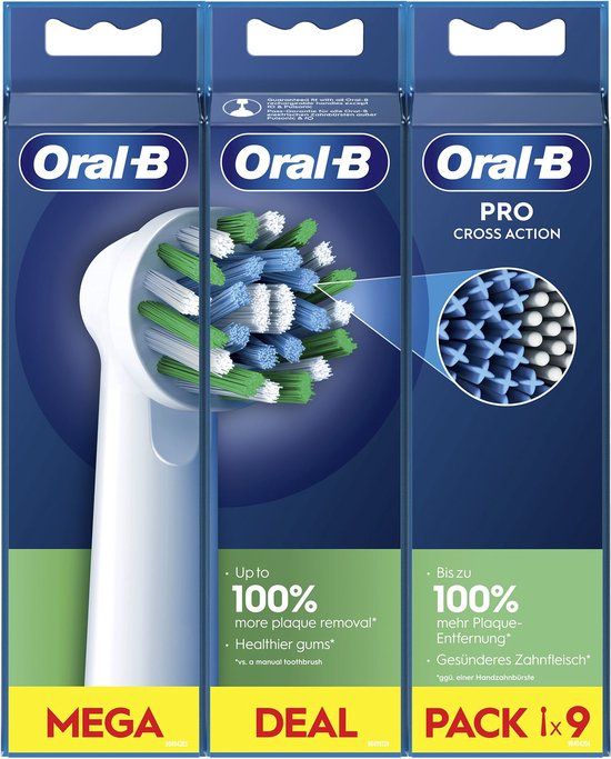 Oral-B CrossAction Opzetborstels - 9 stuks - Wit