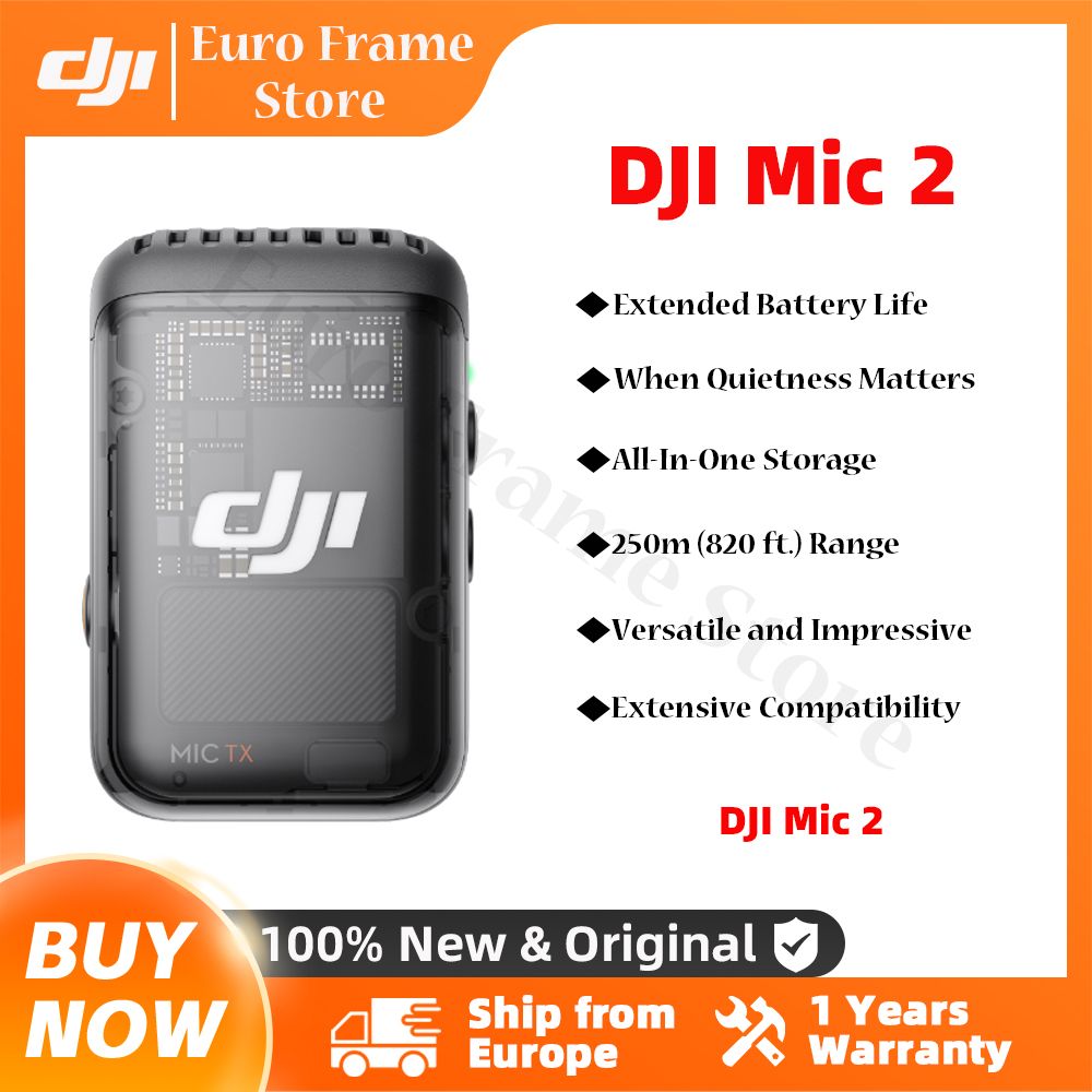 DJI Mic 2 draadloze microfoon met slimme ruisonderdrukking 32-bit float Interne opname Geoptimaliseerd geluid m-bereik