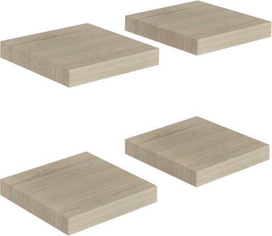 vidaXL Zwevende Wandschappen - 4 stuks - MDF - Eikenkleurig