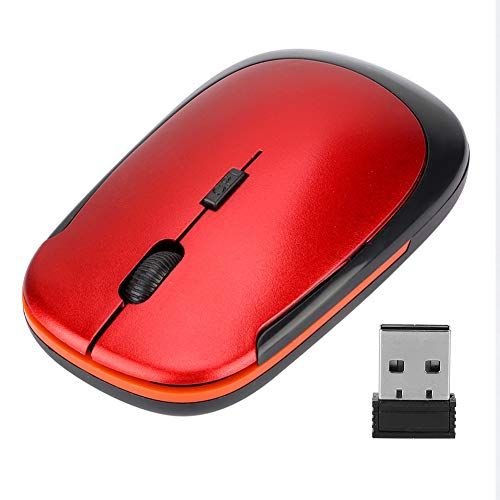 Oumij Draagbare ultradunne 2.4G 1200 DPI USB draadloze muis Ergonomische optische positioneringsmuis voor laptops (rood)
