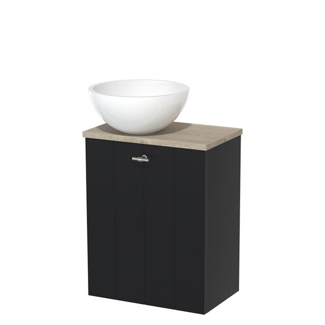 Maxaro Modulo Toiletmeubel 41 cm - Mat Zwart - Lichtgrijs Eiken