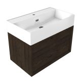 Saniclass Badkamermeubelset - 80x45x52cm - Legend keramische wastafel wit - mat eiken charcoal