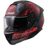 LS2 FF808 Stream II Jungle Matt Zwart Roze Blauw Integraalhelm - Maat XL