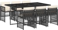 vidaXL 7-delige Tuinset met Kussens, Poly Rattan, Zwart