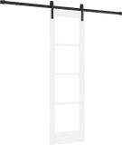 vidaXL Schuifdeur ORKDAL Wit 61 x 198,5 cm Massief grenenhout en glas
