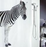 Spirella Douchegordijn, schimmelwerend, antibacterieel, wasbaar, waterdicht, polyester, zebrapatroon, 180 x 200 cm, wit