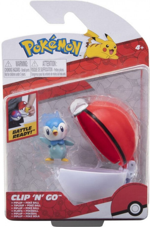 Wicked Cool Toys Pokemon Figure - Piplup + Poke Ball (Clip 'n' Go)