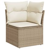 vidaXL 6-delige Loungeset met kussens, polyrattan, beige