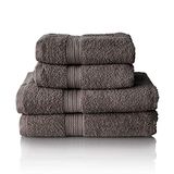 Glart Premium badstoffen handdoekenset, ANTRACIET, 2 douchehanddoeken (70 x 140 cm) en 2 handdoeken (50 x 100 cm)