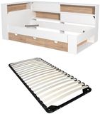 Vente-unique Bedframe hout natuurlijk licht, wit 90 x 190 cm