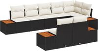 vidaXL Tuinbank Set 8-delig Zwart Poly-rattan