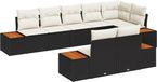 vidaXL Tuinbank Set 8-delig Zwart Poly-rattan