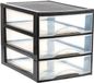 Plasticforte Ladekastje bureau organizer - 3 lades - zwart/transparant - H27 x B25,5 x D35 cm - kunststof