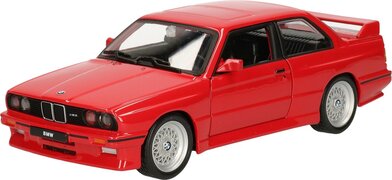 Bburago Modelauto - BMW M3 E30 - 1988 - rood - schaal 1:24 - speelgoedauto