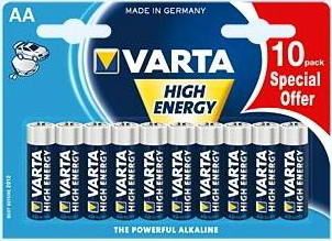 Varta High Energy AA Alkaline Batterijen - 10 stuks