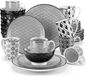 Vancasso, set de vaisselle en porcelaine, 32 pièces, rond, service combiné, vaisselle pour 8 personnes, noir