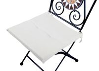 Verdelok Stoelkussen, vierkant, vuilafstotend, met veters voor comfortabel zitten, wit