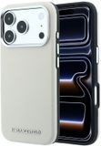 Karl Lagerfeld - Coque rigide MagSafe en cuir grainé avec logo allongé (KLHMP18LPSWGKLE) - iPhone 18 Pro / iPhone 17 Pro - Beige