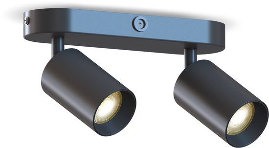 Calex Plafondlamp - 2-Lichts - Opbouwspot - Ovaal - Zwart - Goud