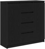vidaXL Dressoir met laden, zwart eiken, 100,5 x 35 x 98,5 cm