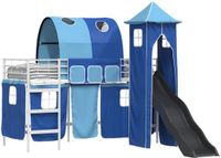 vidaXL Bunkbed voor kinderen Effen Wit en Blauw 100 x 190 cm Metaal