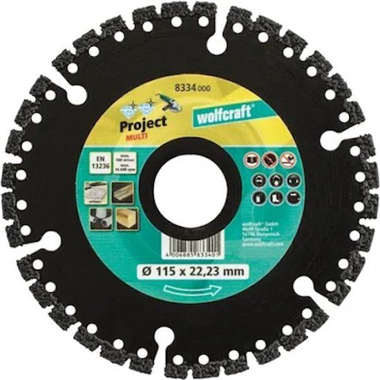 wolfcraft - Diamantdoorslijpschijf Ø 115 mm - Beton, Steen, Metaal