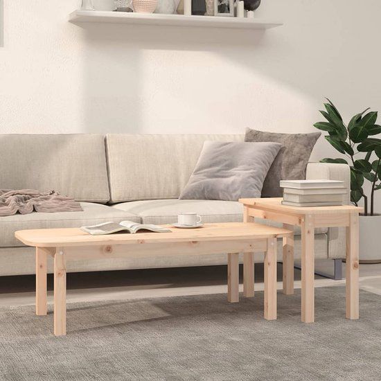 vidaXL 2-delige Salontafelset massief grenenhout