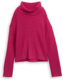 Tom Tailor - Pull à col roulé oversize - Taille XL - rose foncé chiné