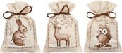Vervaco - Kruidenzakje Borduurpakket - Winterdieren - Set van 3 - 8 x 12 cm