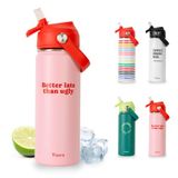 Fisura – Originele thermosfles "better late than ugly”. Inhoud 500 ml, roestvrij staal, BPA-vrij, met rietje.