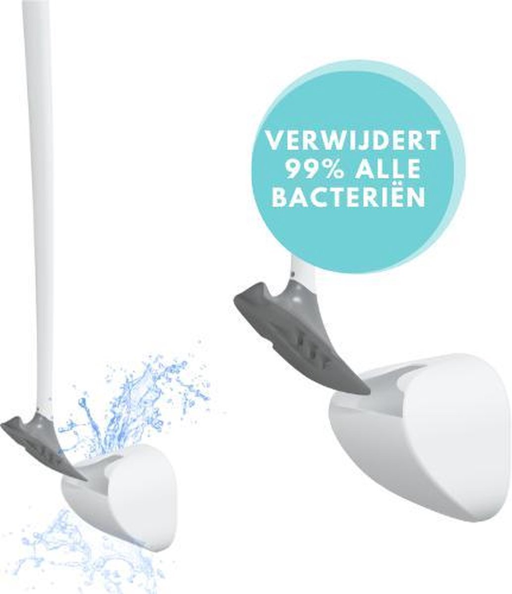 Sanimaid Copenhagen Toiletborstel met Houder Hangend - Wc Borstel met Houder - Antibacterieel - Hygiënisch - Duurzaam - Wit
