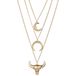 LGT JWLS LGT Jewels Gelaagde dames ketting Bull Moon Goudkleurig