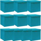 vidaXL Opbergboxen met deksel 10 st 32x32x32 cm stof babyblauw
