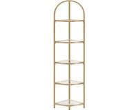 Vasagle Wandrek - Hoekrek - Hoekkast - 5 Niveaus - Metaal en Glas - Goudkleurig