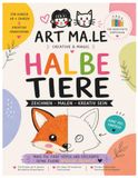 Halbe Tiere: Das kreative Mitmach Malbuch zum Ergänzen und Ausmalen