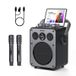 mlove Rangers D5 Machine de karaoké professionnelle 200W avec 2 microphones sans fil Bluetooth Noir