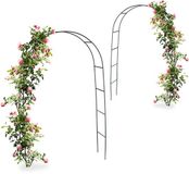 Merkloos 2 x Rozenboog - Tuinboog - Obelisk - Pergola - Klimop - Rankhulp - Rozen Boog - Metaal - Donkergroen - 240 cm Hoog
