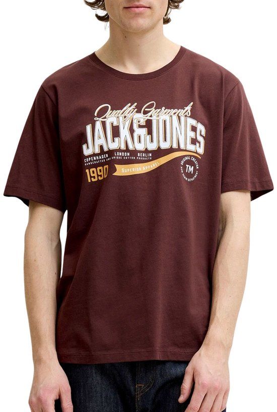 JACK & JONES JJELOGO TEE SS O-NECK 2 COL AW26 SN Heren T-shirt L Katoen Regular Fit Effen Bitter Chocolate