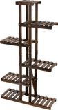 ML-Design houten bloemenrek, 75x27,5x140 cm, plantenrek 6 niveaus, bloementrap 6 niveaus, plantentrap, plantenstandaard, tuinrek buiten, bloemenstandaard voor balkon woonkamer tuin buiten