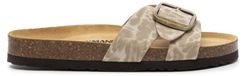 Dr. Brinkmann sandales beige avec semelle en liège et grande boucle, talon de 3 cm