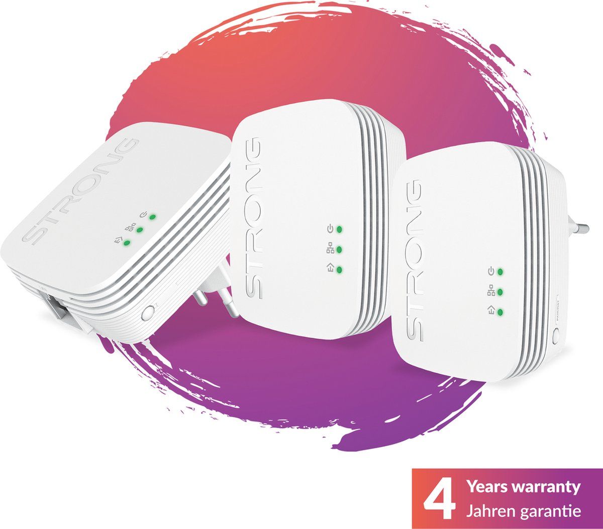 STRONG - Powerline 600 Kit Mini - Trio Prises CPL - Powerline Kit - 600 Mbps - Wit