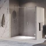 Brauer Void - Nisdeur - 2-Delig - Helder Glas - 190 x 200 cm - Omkeerbaar - met Draaideur 70 cm - Aan Muur - incl. Glascoating - Chroom