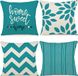 ZWJD Housse de coussin 40x40 Ensemble de 4 Housses de coussin décoratives Housses de coussin d'extérieur Coussin décoratif en lin pour chambre à coucher, canapé, chaise, lit, jardin (40 x 40 cm, Bleu eau)