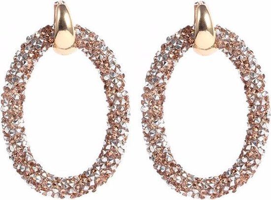 Cilla Jewels Oorbellen Crystal Oval Goudkleurig Bruin