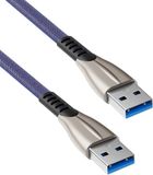 Allteq USB 2.0 kabel - Gevlochten mantel - Blauw - 5 meter
